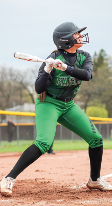Almond-Bancroft’s Riya Ceballos gets ready to take a swing against the Rosholt Lady Hornets on May 2.
